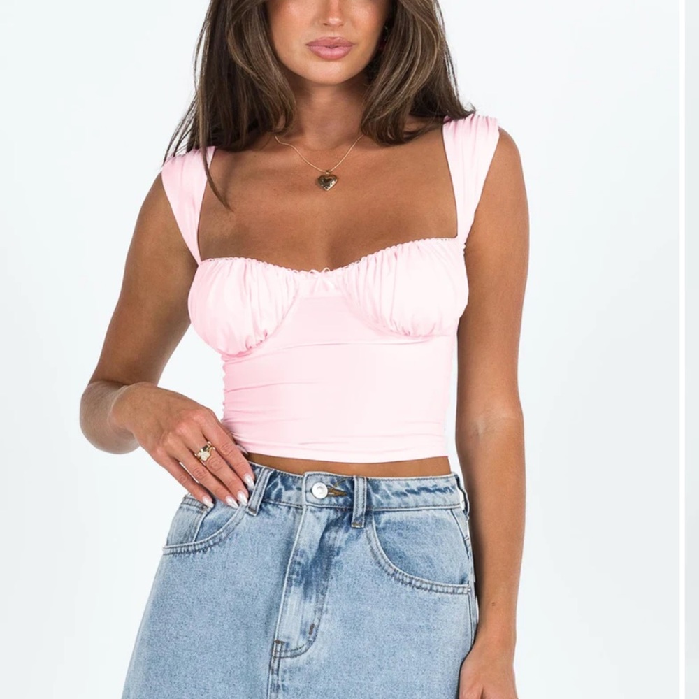 Princess Polly Light Pink Ruched Crop Top
